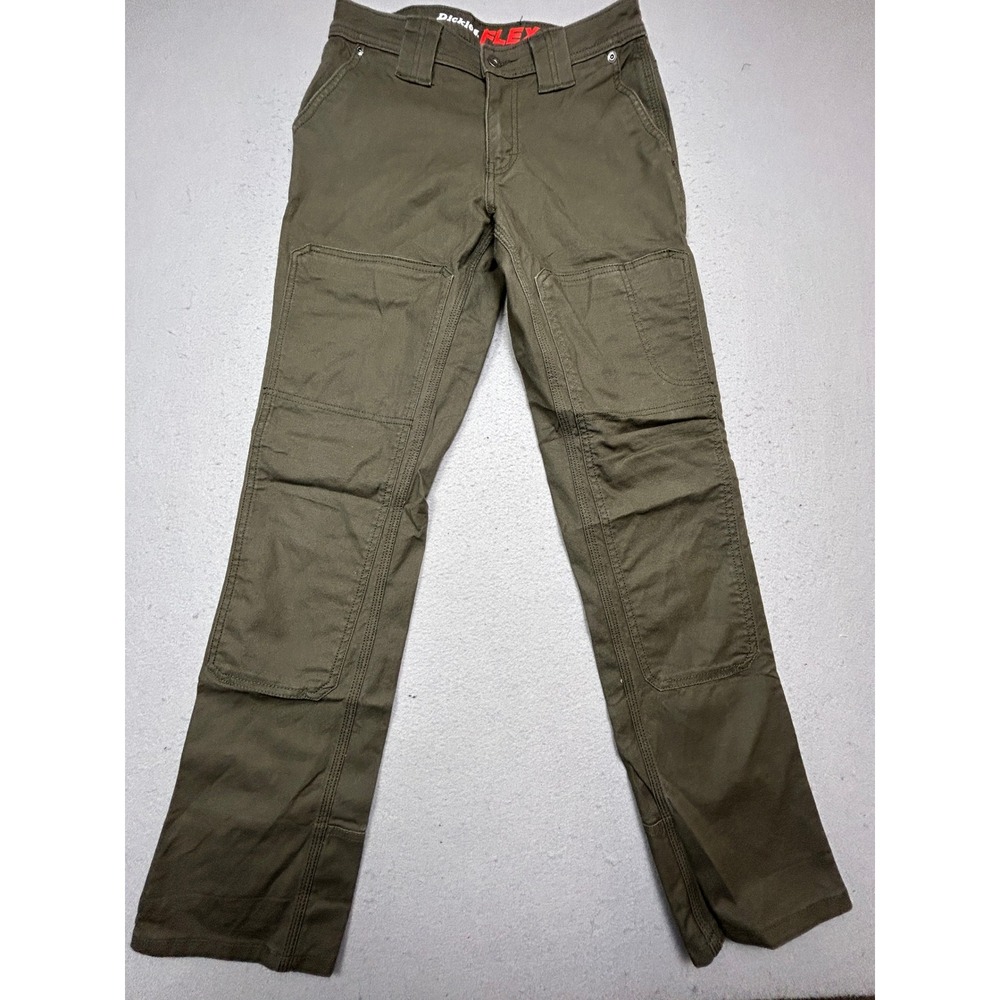Dickies FLEX Utility Pants Cotton Blend Olive Green 4R W28 Womens